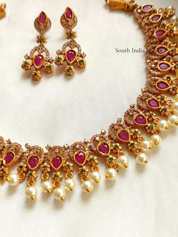 Elegant Kemp Pearl Necklace - South India Jewels