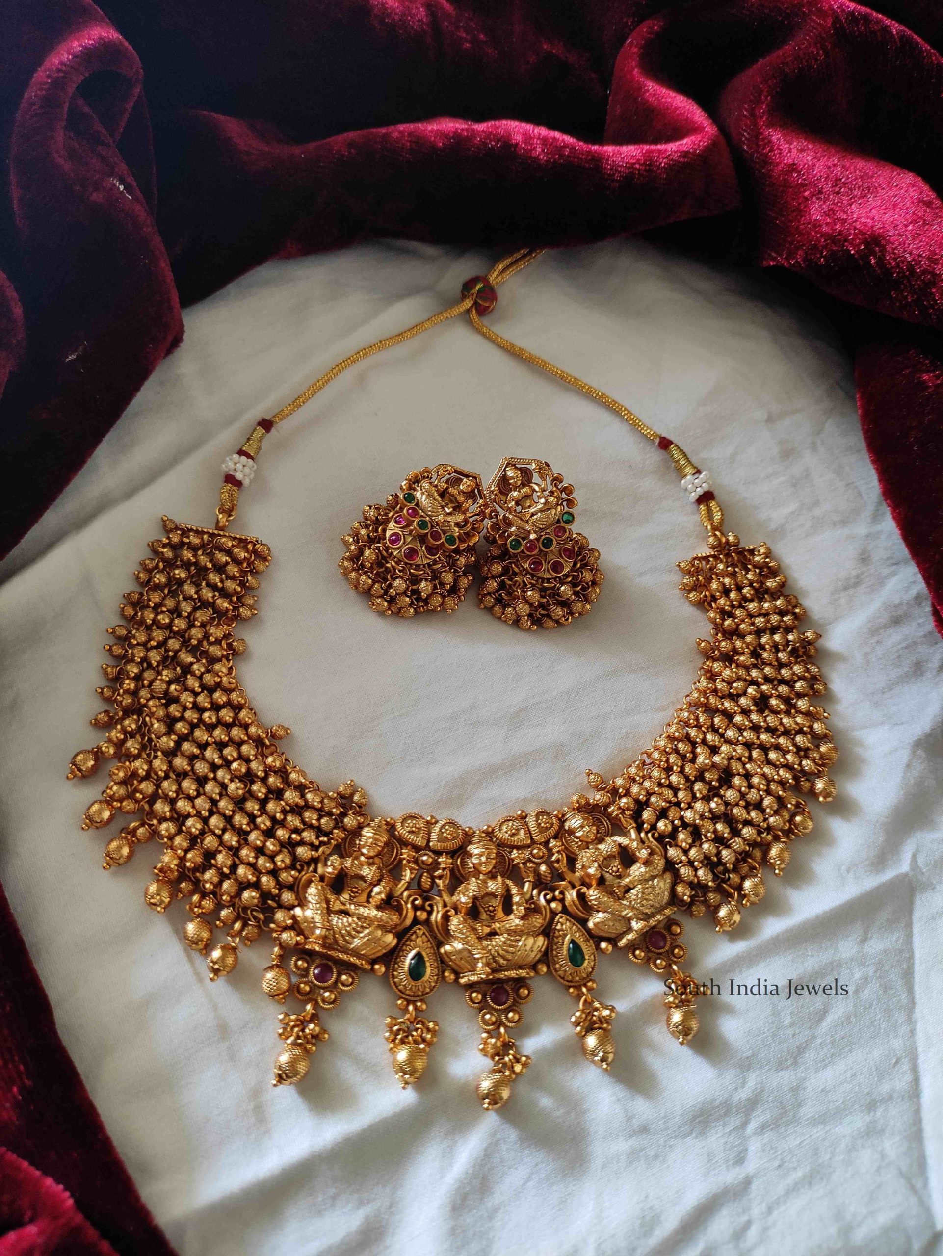 Elegant Lakshmi Gold Beads Necklace