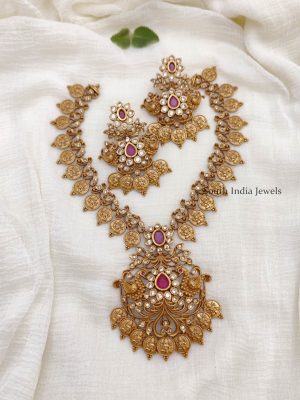 Elegant Lakshmi & Peacock Necklace