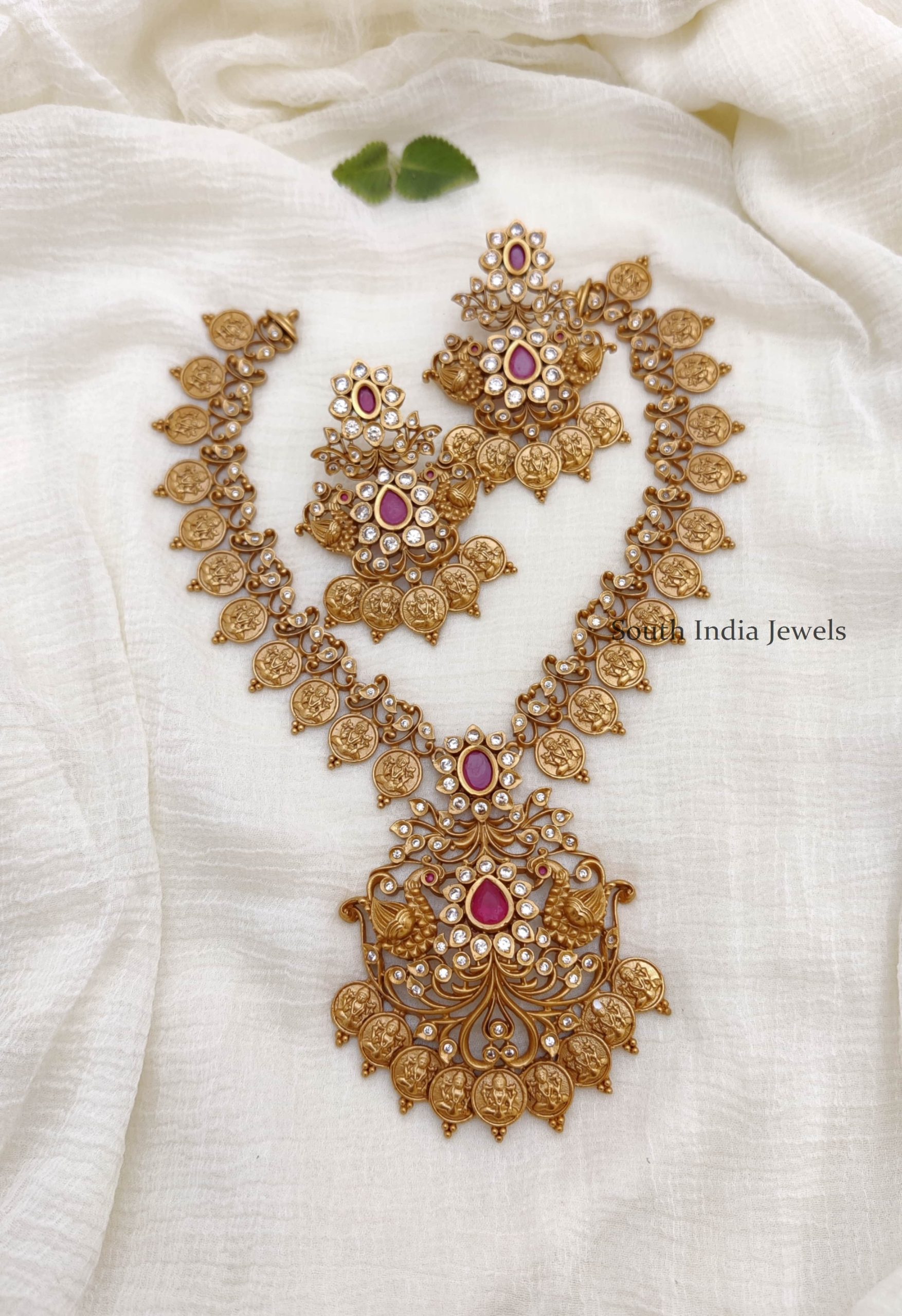 Elegant Lakshmi & Peacock Necklace