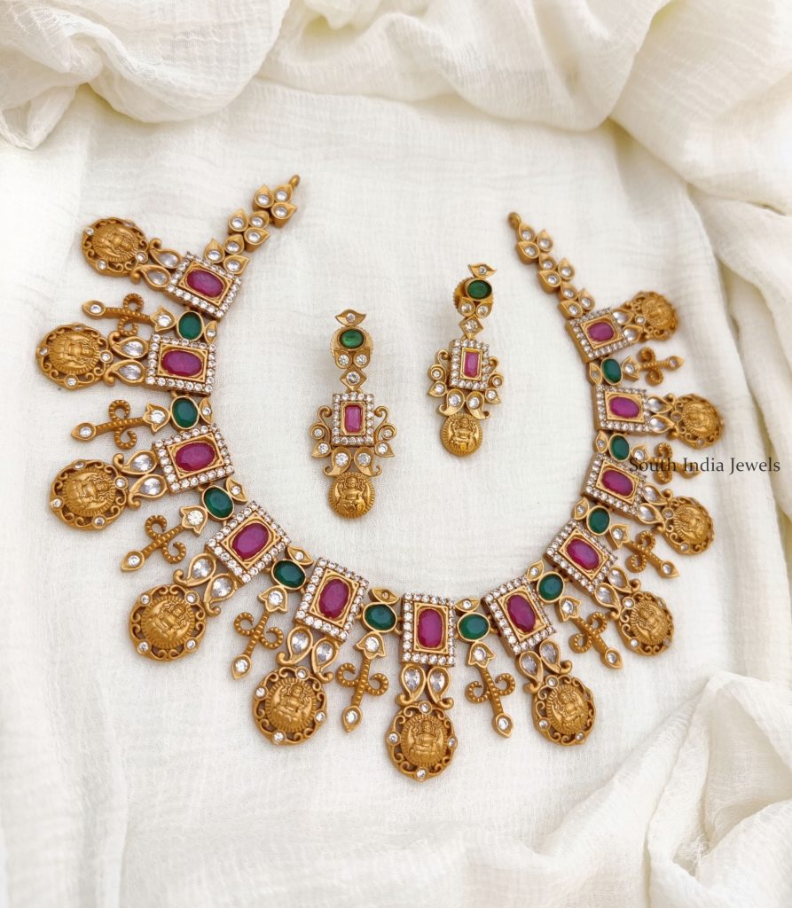 AD Stone Lakshmi Necklace | Traditional necklace - South India Jewels