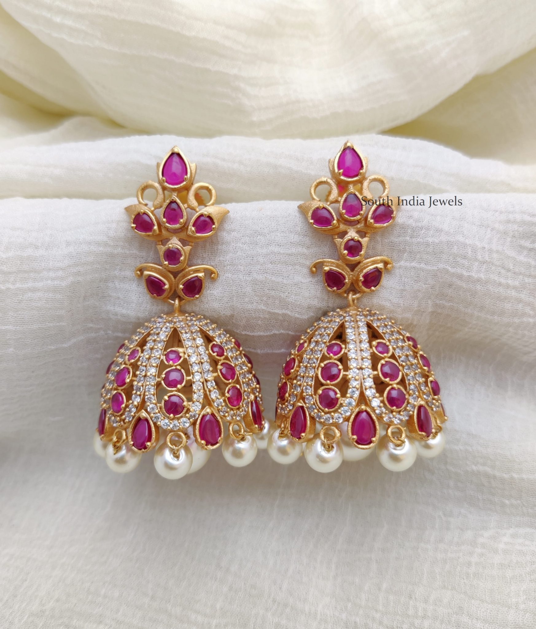 Kemp AD Jhumkas | Imitation Gold Jhumkas - South India Jewels