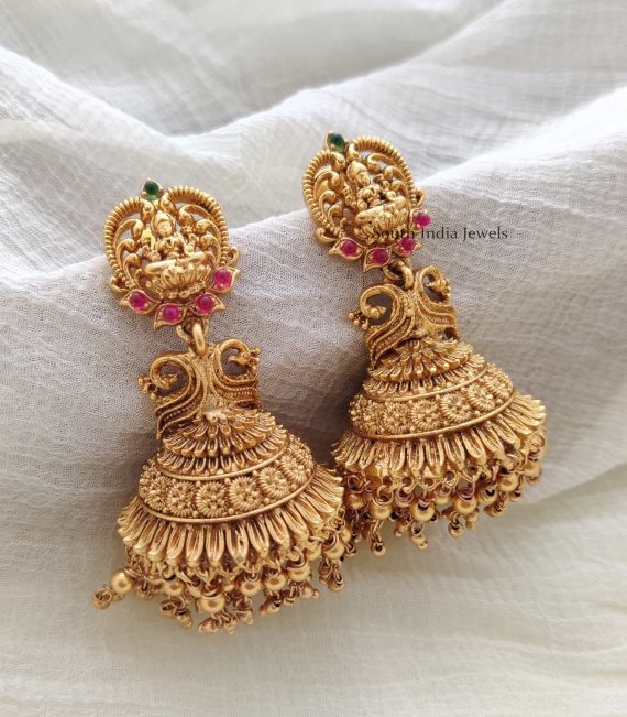 Lakshmi Design Jhumkas | Lakshmi Earrings - South India jewels