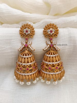 Gorgeous Matte AD Stone Jhumkas