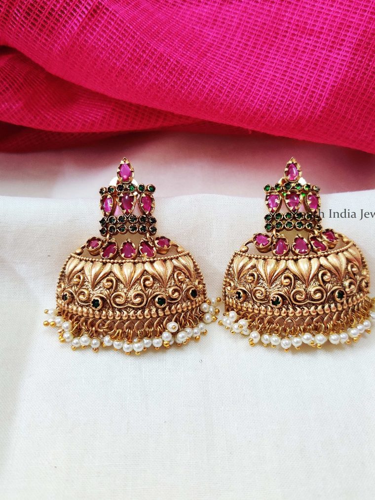 Gorgeous Multi Stone Jhumka Earrings (2)