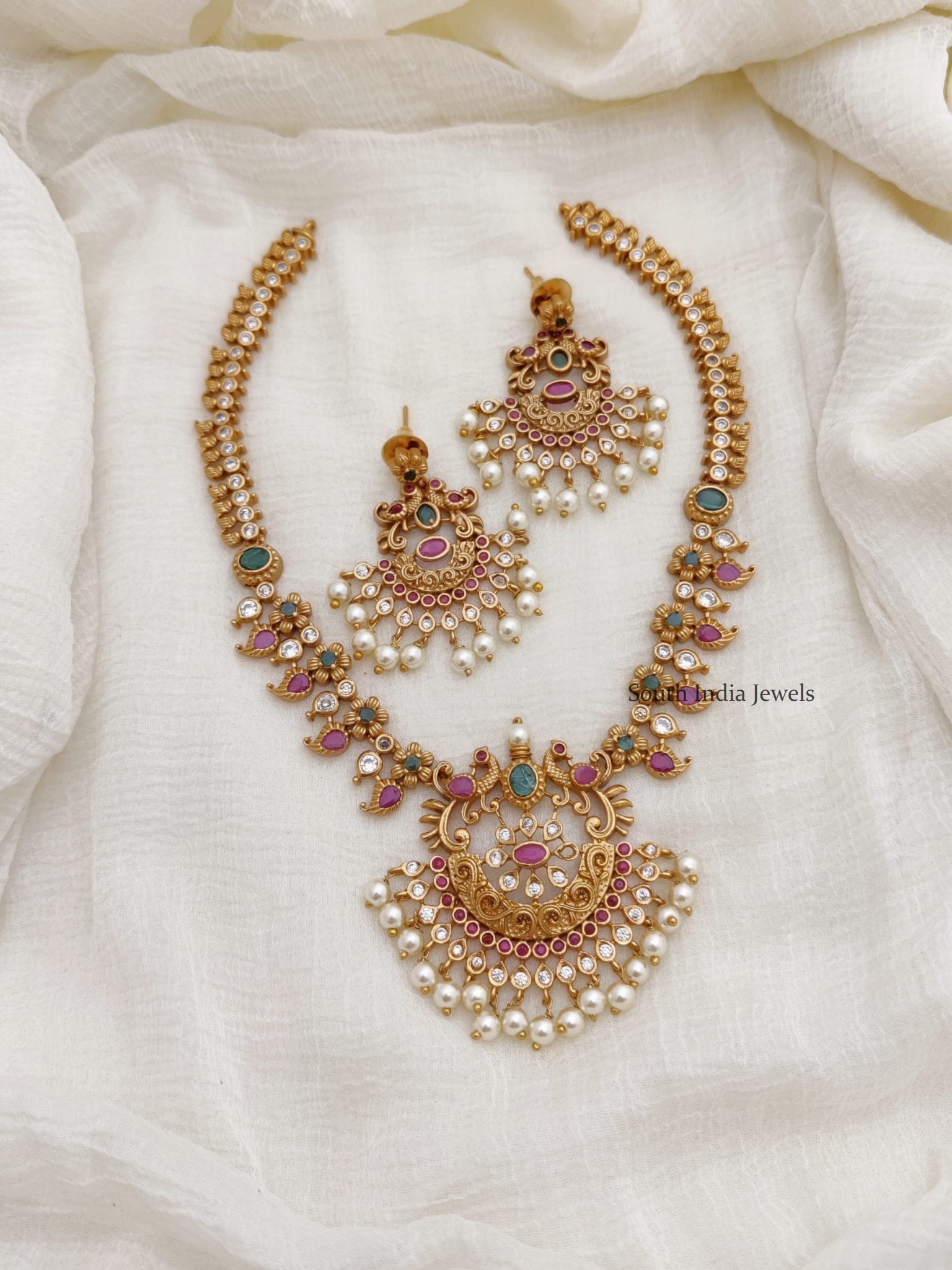 Peacock Necklace | Gold Jewelry Necklace - South India Jewels