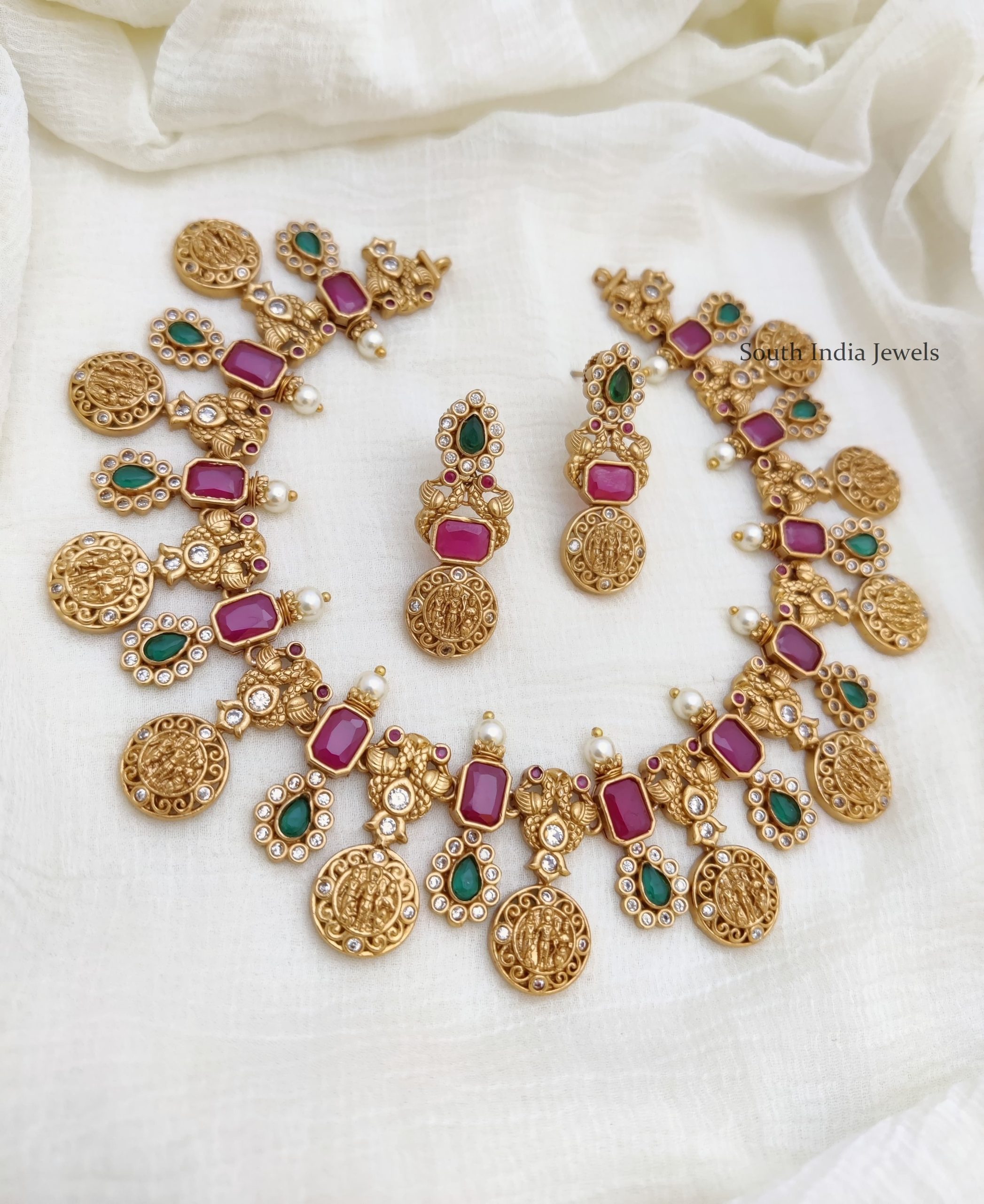Ram Parivar AD Stone Necklace | Artificial Necklace - South India Jewels