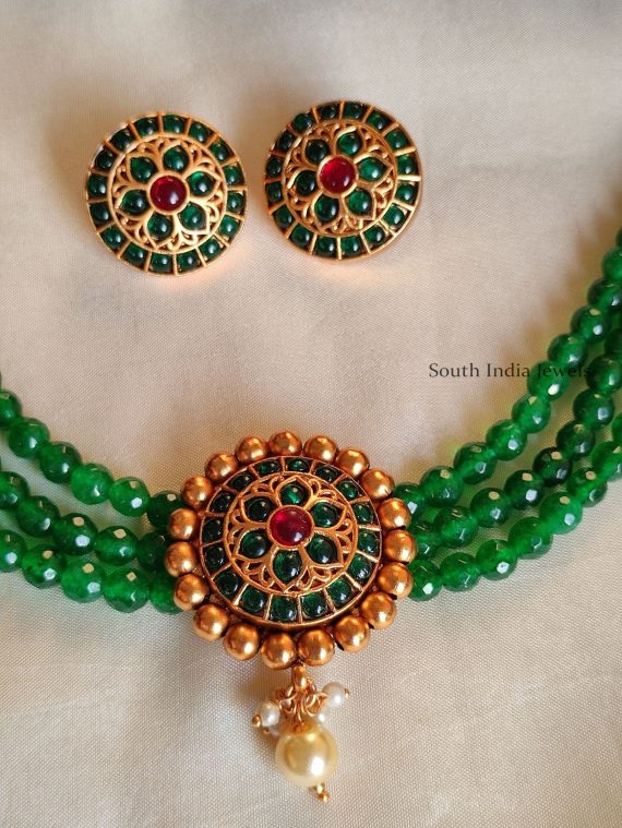 Green Beads Choker | Artificial Jewellery Collection - South India Jewels