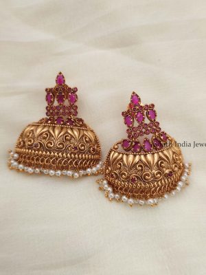 Traditional Half Cut Ruby Earrings