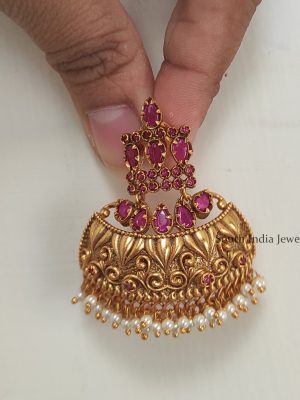 Traditional Half Cut Ruby Earrings