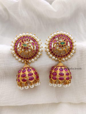 Traditional Kemp & Green Peacock Jhumkas