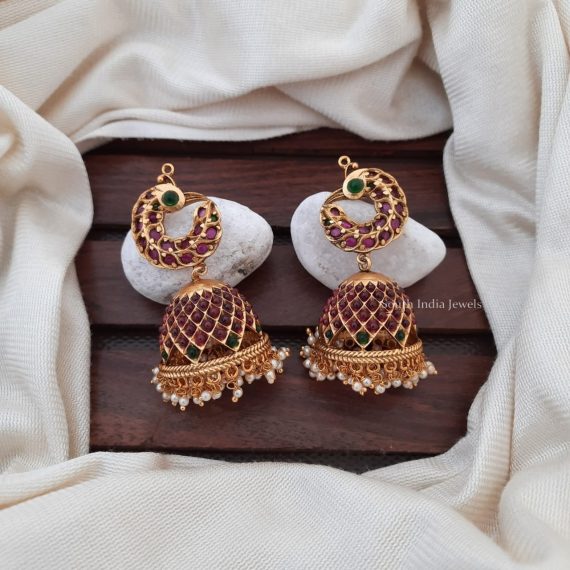 Traditional Matte Finish Peacock Jhumkas