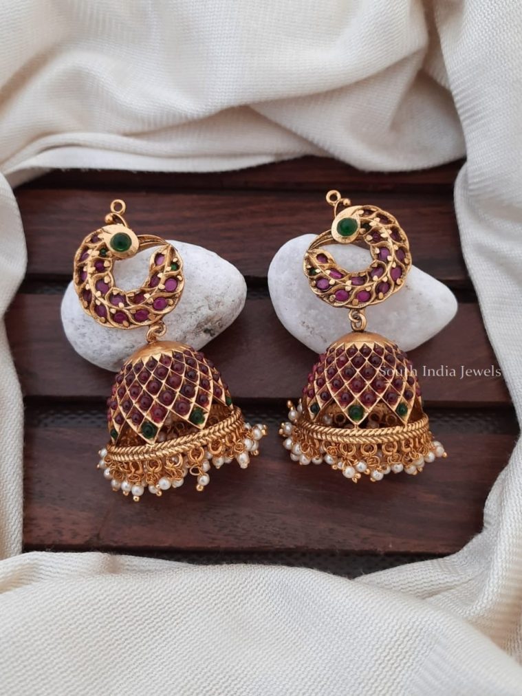 Traditional Matte Finish Peacock Jhumkas