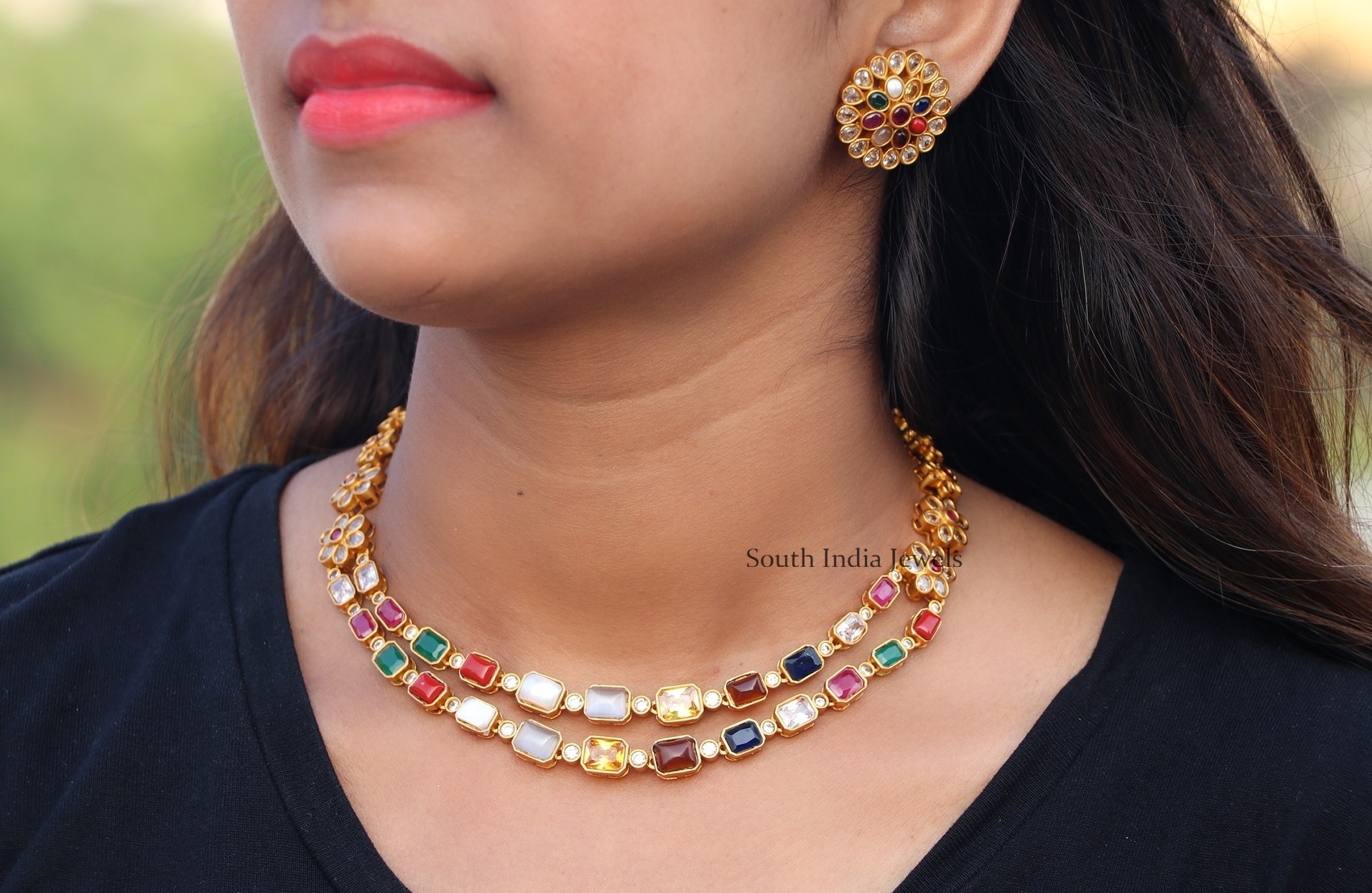 Traditional Navarathna Double Layer Necklace