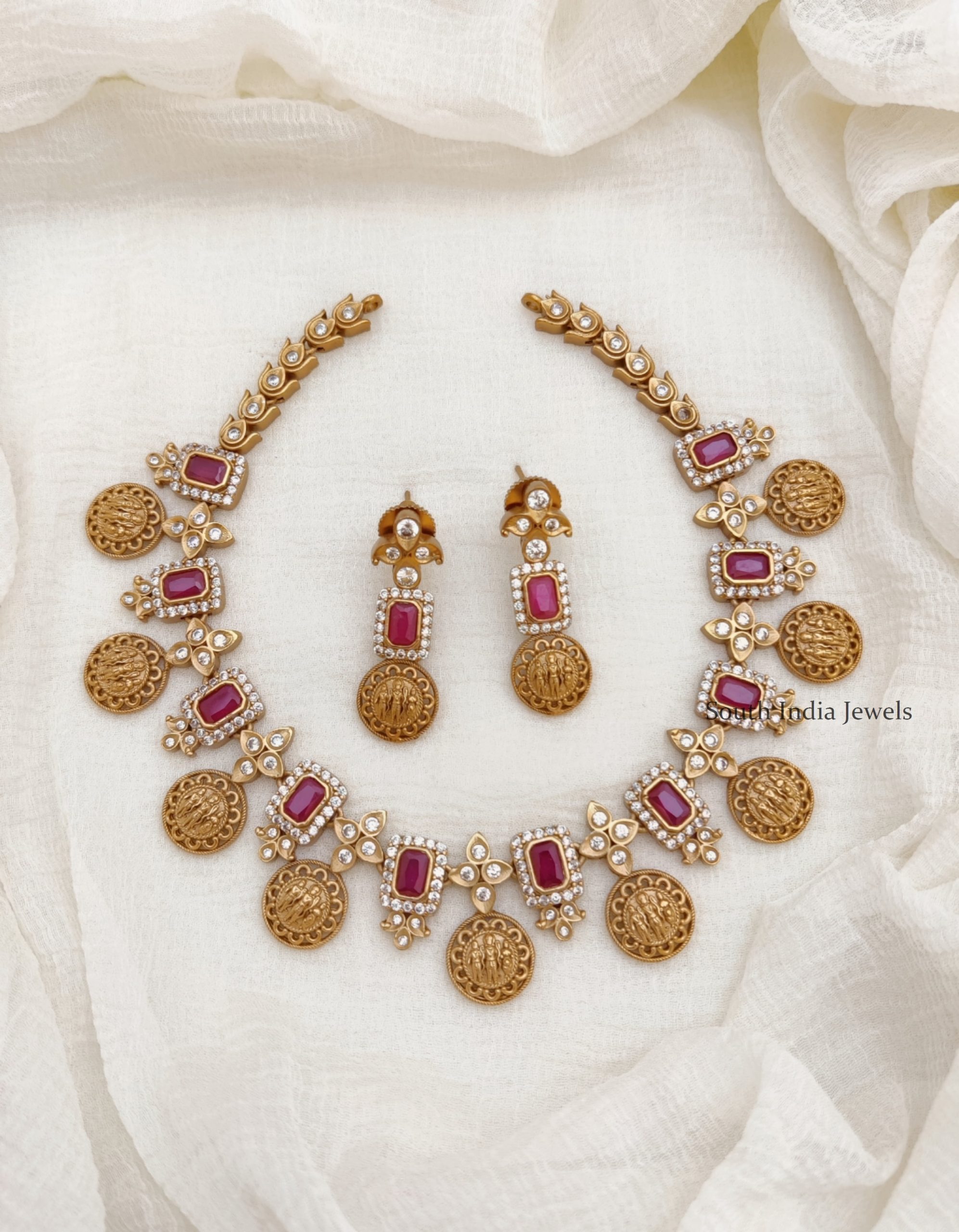 Ram Parivar AD Stone Necklace | AD Stone Necklace - South India Jewels
