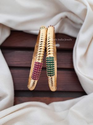 Traditional Ruby Emerald Stone Bangles