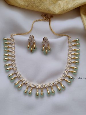 Trendy Pale Green AD Stone Necklace (2)