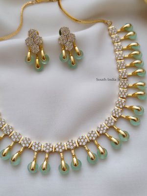 Trendy Pale Green AD Stone Necklace (3)