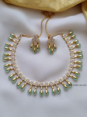 Trendy Pale Green AD Stone Necklace