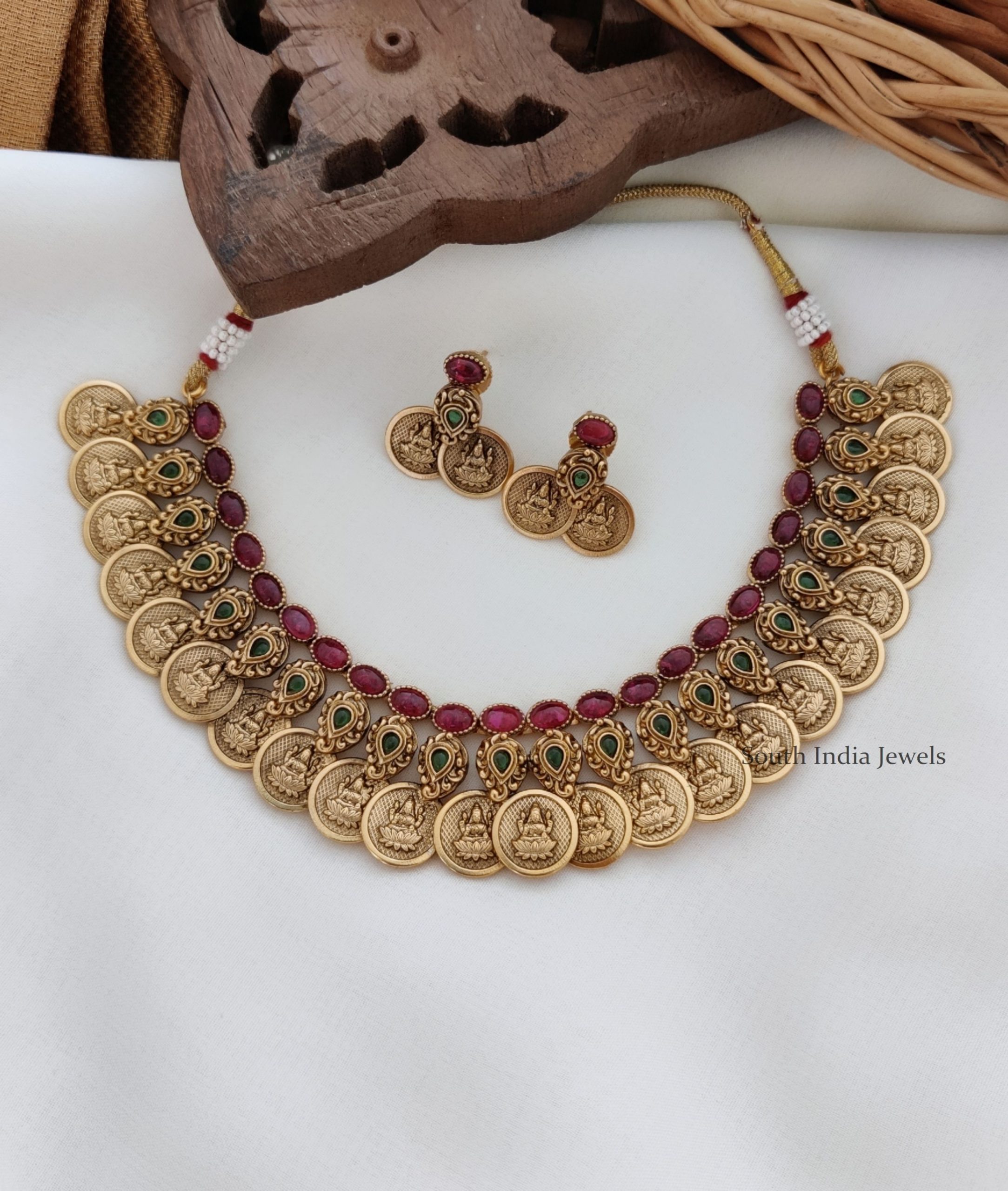 Antique Finish Lakshmi Coin Necklace