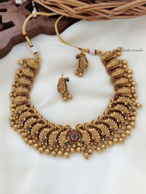 Antique Peacock Design Necklace