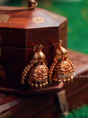 Antique Semi Precious Stones Jhumkas