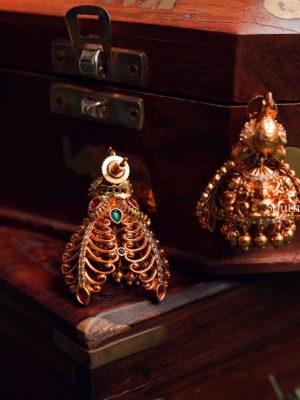 Antique Semi Precious Stones Jhumkas
