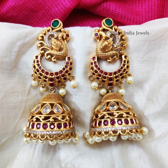 Beautiful Bridal Peacock Jhumka - South India Jewels