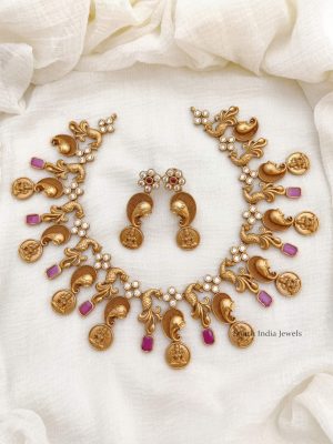 Beautiful Elephant Design Lakshmi Necklace