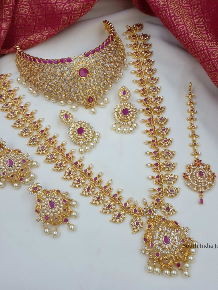 Beautiful Mango Design Bridal Combo - South India Jewels