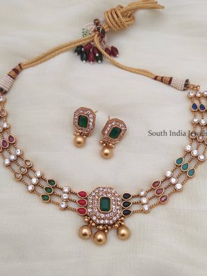 Beautiful Gold Replica Navarathna Necklace