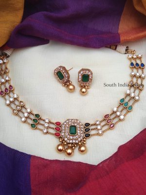 Beautiful Gold Replica Navarathna Necklace