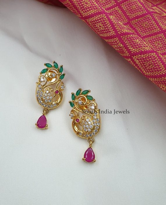 Beautiful Peacock Design Ruby & Emerald Necklace