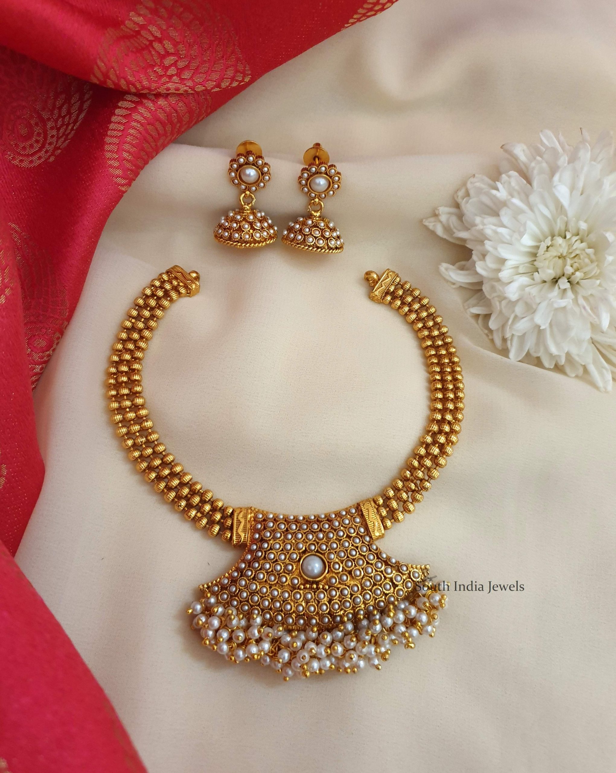 Beautiful Pearl Studded Antique Necklace