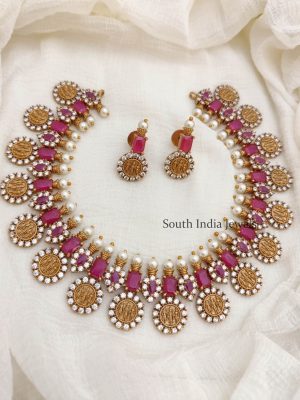 Beautiful Ruby & AD Stone Ram Parivar Necklace