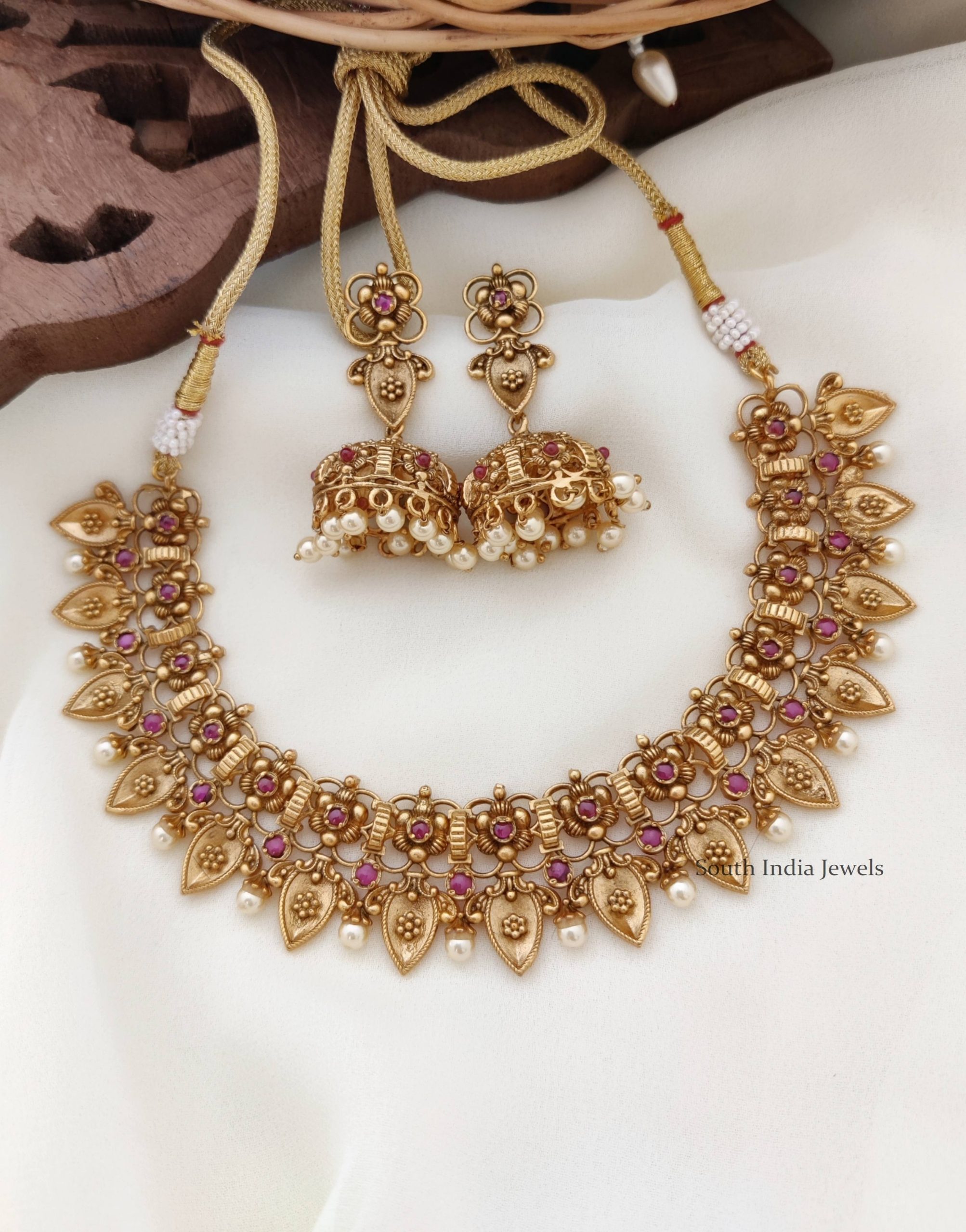 One Gram Gold Jewellery Necklace Set - South India Jewels
