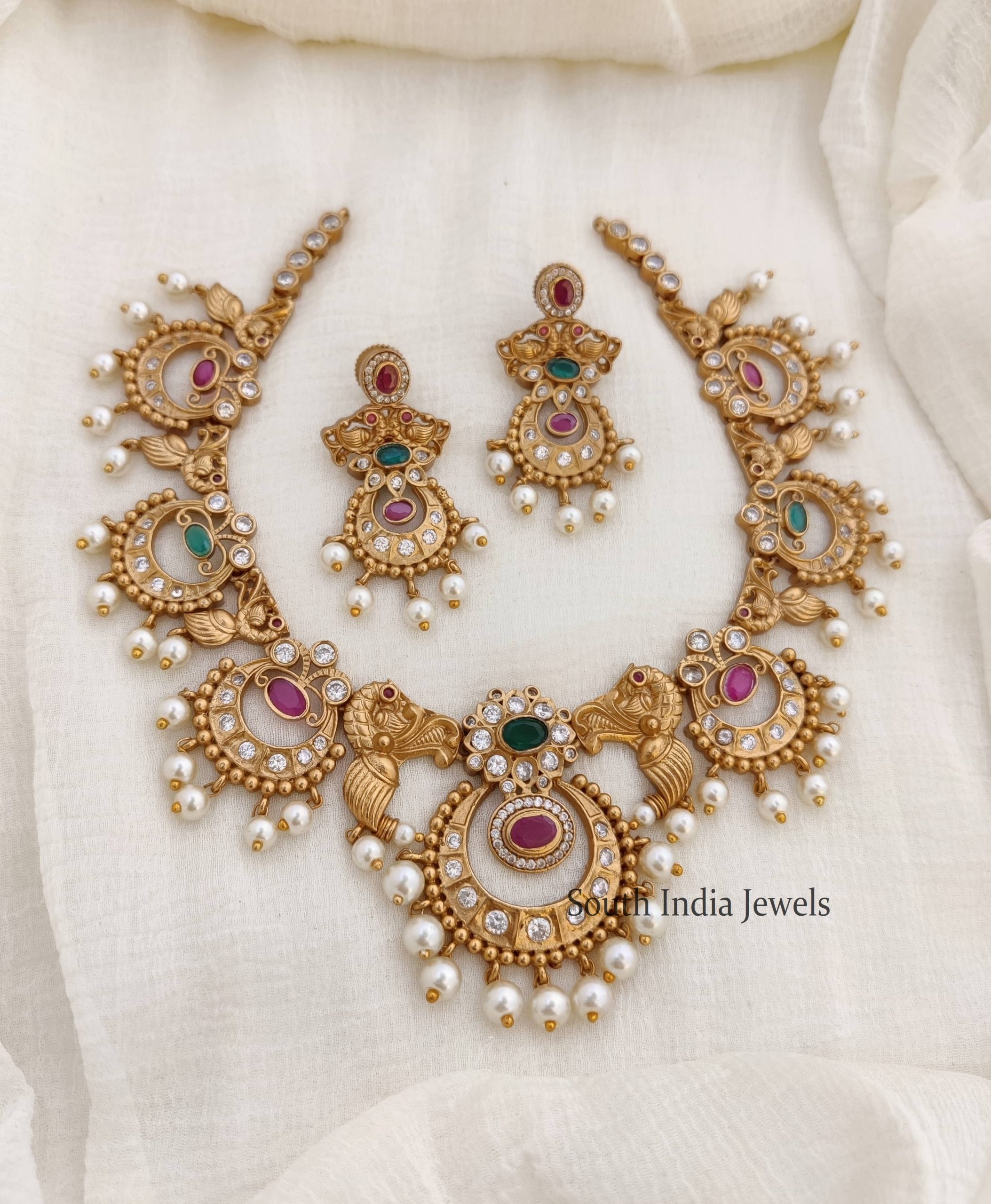 Gorgeous AD Stone Necklace - South India Jewels