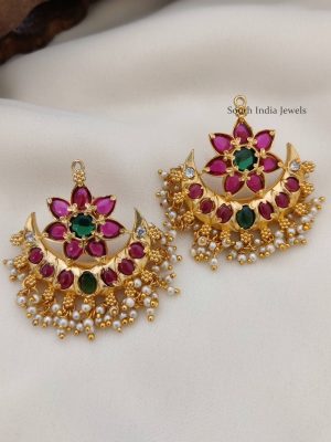 Half Moon & Flower Design Earrings