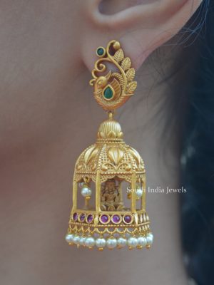 Lakshmi Gopura Peacock Jhumkas