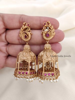 Lakshmi Gopura Peacock Jhumkas