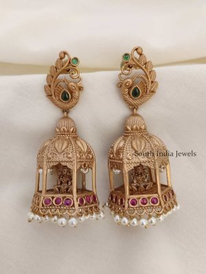 Lakshmi Gopura Peacock Jhumkas