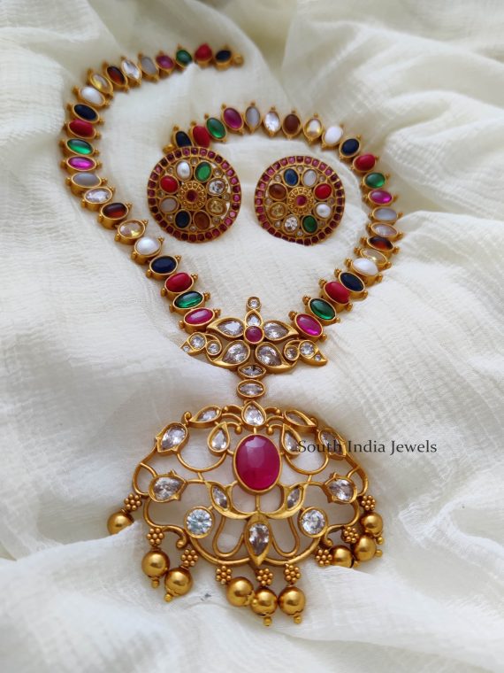 Navarathna Stone Necklace - South India Jewels