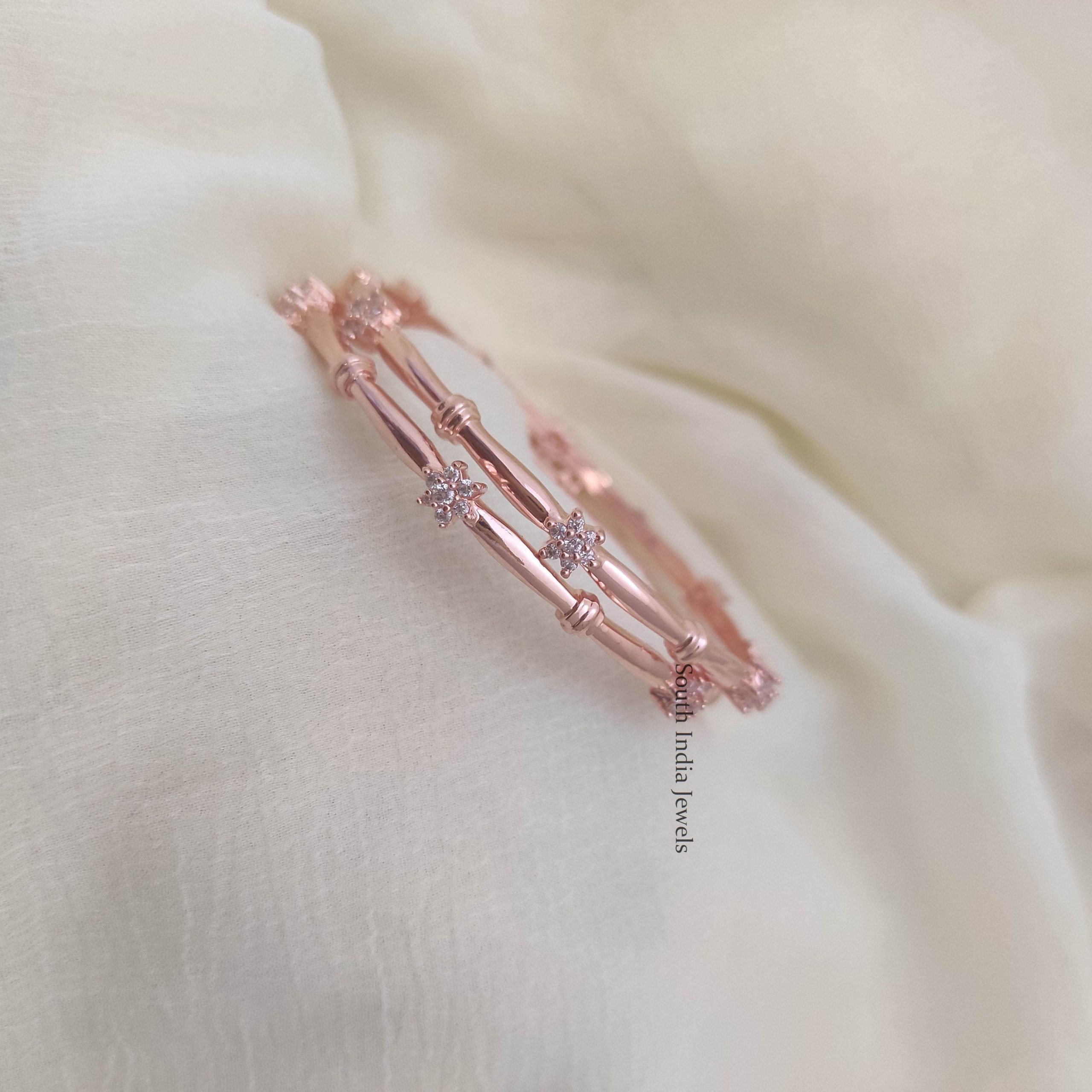 Rose Gold Jewellery | Rose Gold Bangles - South India Jewels