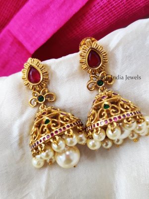 Traditional Kemp Stone Jhumkas