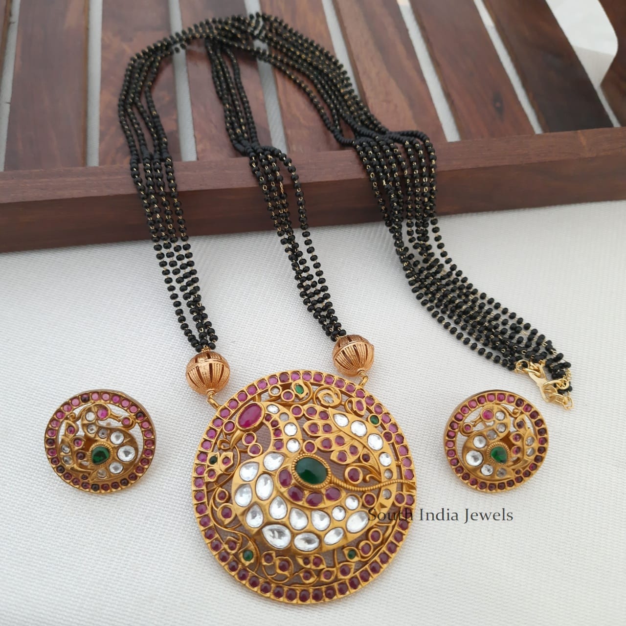 Traditional Peacock Pendant Mangal Sutra