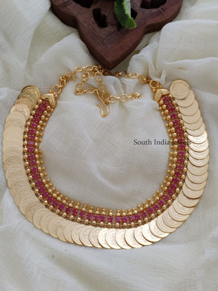 Traditional Ruby Lakshmi Coin Necklace