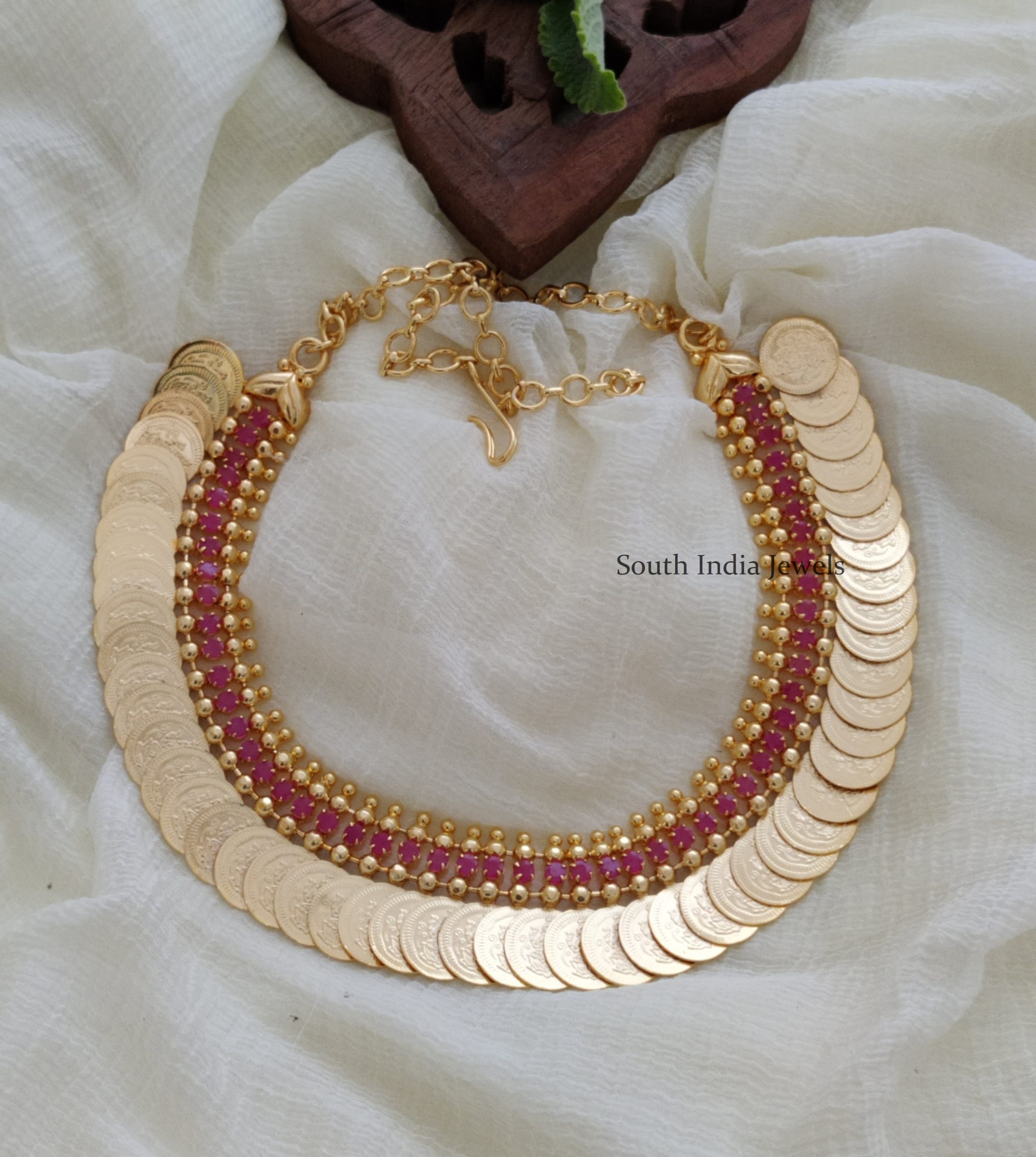 Traditional Ruby Lakshmi Coin Necklace