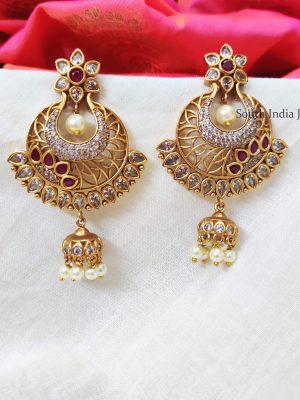 Trendy AD & Ruby Stone Earrings