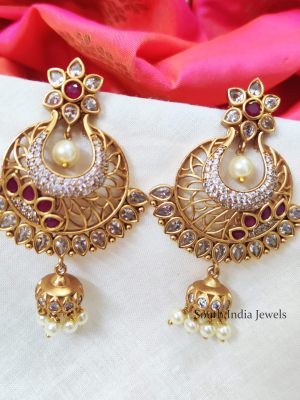 Trendy AD & Ruby Stone Earrings