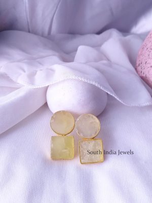 Unique Raw Crystal Round & Square Earrings